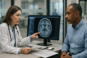 medical consultation with MRI scan